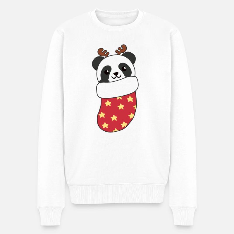 Süße Panda in Weihnachtssocke zu Weihnachten Panda - Männer Premium Bio Pullover - Weiß