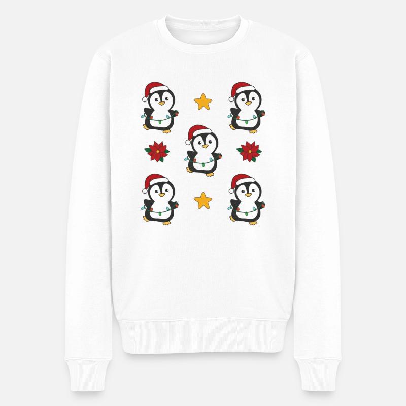Pinguin Weihnachten Winter Tiere Pinguine - Männer Premium Bio Pullover - Weiß