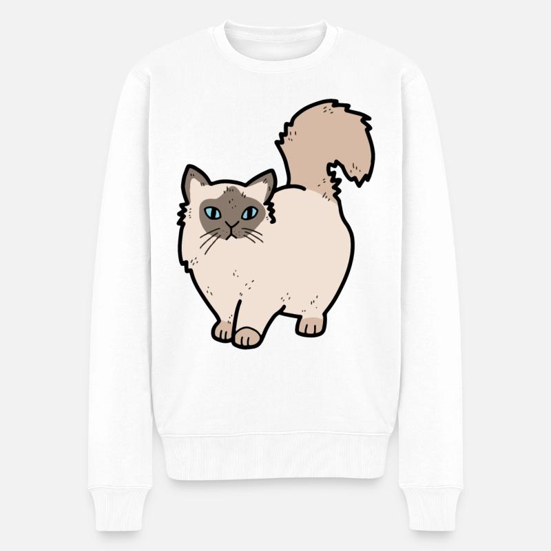 Chat: Sainte Birmanie - Pull Premium bio Homme - blanc
