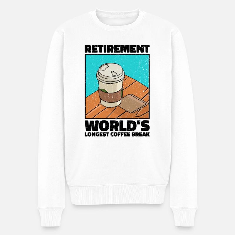Rente: Längste Kaffeepause der Welt - Männer Premium Bio Pullover - Weiß