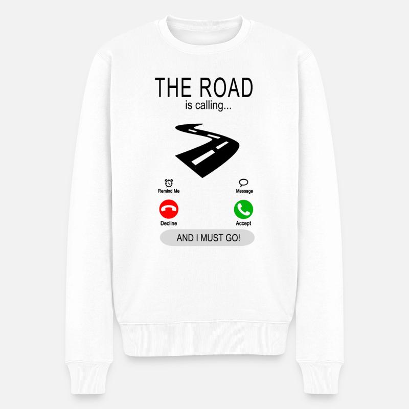 The road is calling - Straßenwärter - Straßenbauer - Männer Premium Bio Pullover - Weiß
