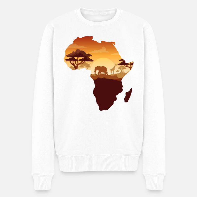 Afrika-Karte - Männer Premium Bio Pullover - Weiß