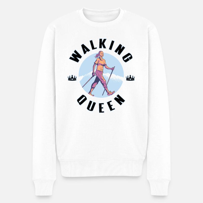 Nordic Walking Queen - Gehen - Walking Stöcke - Männer Premium Bio Pullover - Weiß