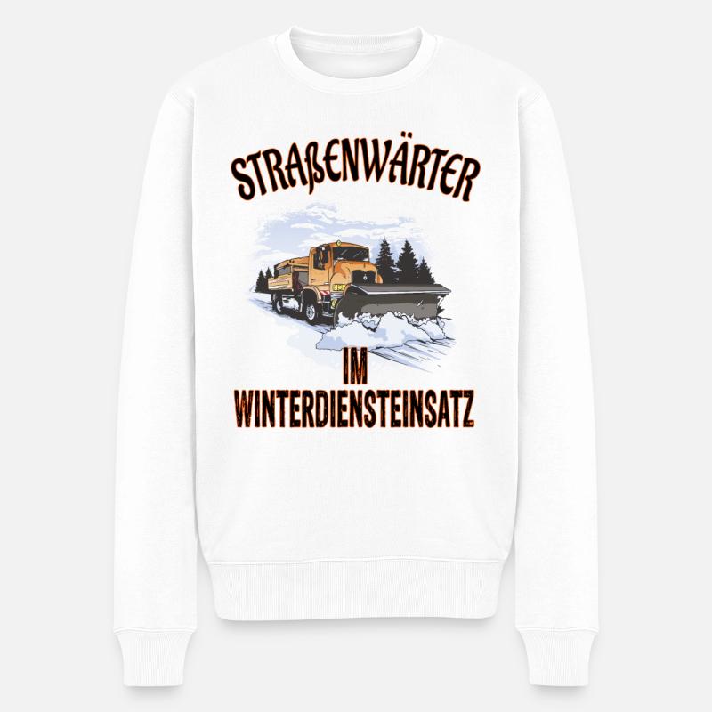 Straßenwärter Im Winterdiensteinsatz - Männer Premium Bio Pullover - Weiß