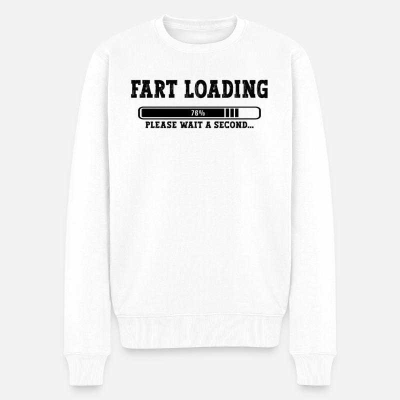 Fart Loading Wait a second - Furzen Pupsen - Männer Premium Bio Pullover - Weiß