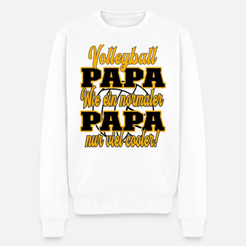 Volleyball Papa wie ein normaler Papa nur cooler - Männer Premium Bio Pullover - Weiß