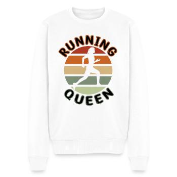 Retro Running Queen - Joggerin Laufsport Laufen - Männer Premium Bio Pullover - Weiß - Vorne - Thijin (182cm)