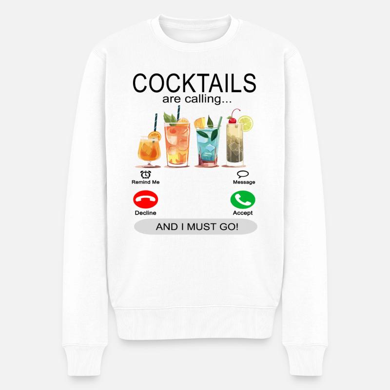 Cocktails are calling - Cocktail trinken - Männer Premium Bio Pullover - Weiß