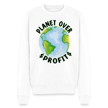 Planet over profit - Umweltaktivist Klimawandel - Männer Premium Bio Pullover - Weiß - Vorne - Thijin (182cm)