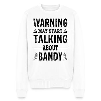 Warning may start talking about Bandy Spieler - Männer Premium Bio Pullover - Weiß - Vorne - Thijin (182cm)