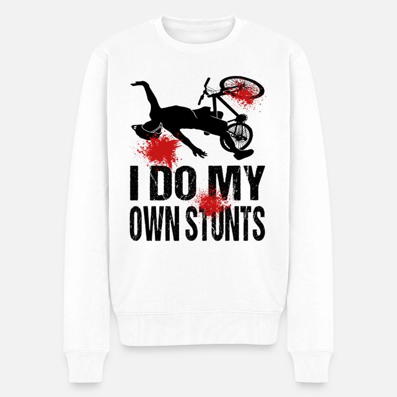 MTB - I dont crash I do random gravity checks - Männer Premium Bio Pullover - Weiß