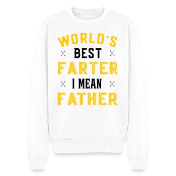 Vatertag - Worlds best Farter I mean Farther - Männer Premium Bio Pullover - Weiß - Vorne - Thijin (182cm)