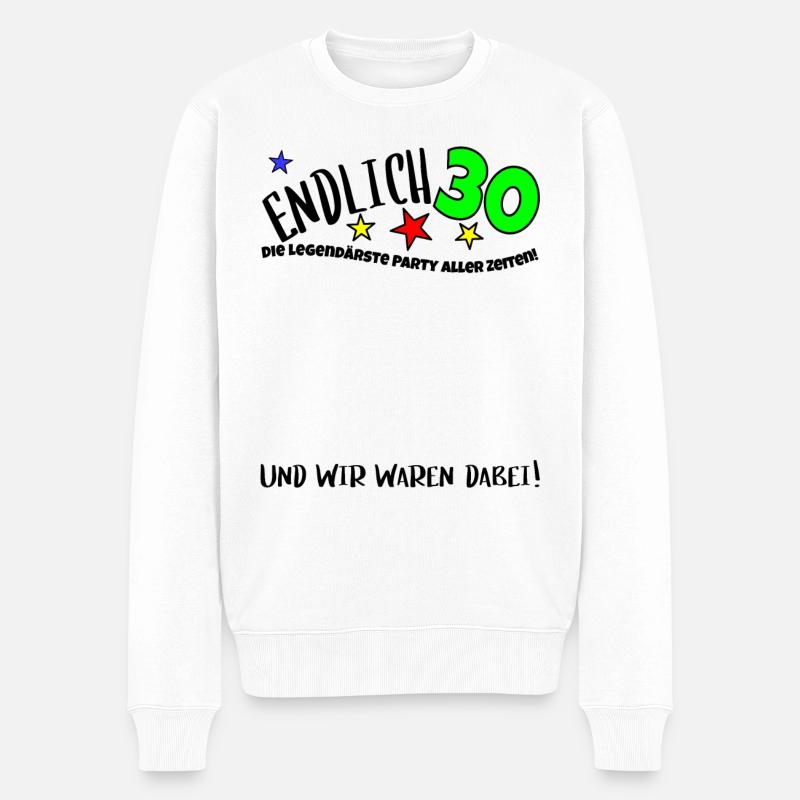30. Geburtstag Gästebuch Deko Party Geschenk - Männer Premium Bio Pullover - Weiß
