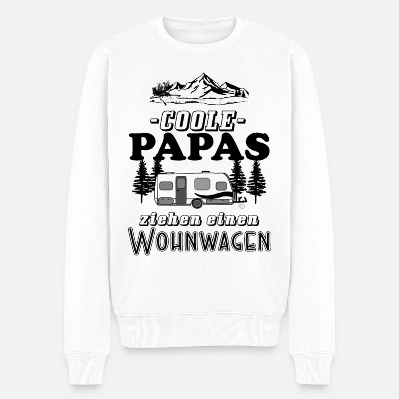 Coole Papas ziehen einen Wohnwagen - Männer Premium Bio Pullover - Weiß