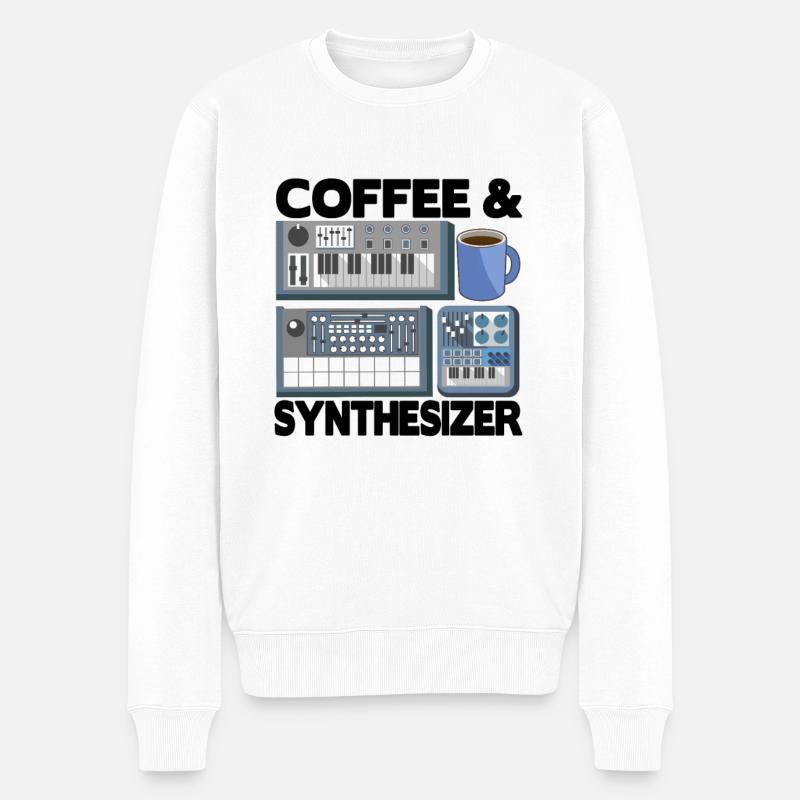 Modular Synthesizer Synth Analog Kaffee Coffee - Männer Premium Bio Pullover - Weiß