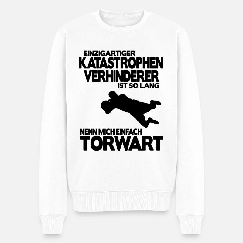 Torwart Fußball Torhüter Geschenk Held Fussball - Männer Premium Bio Pullover - Weiß