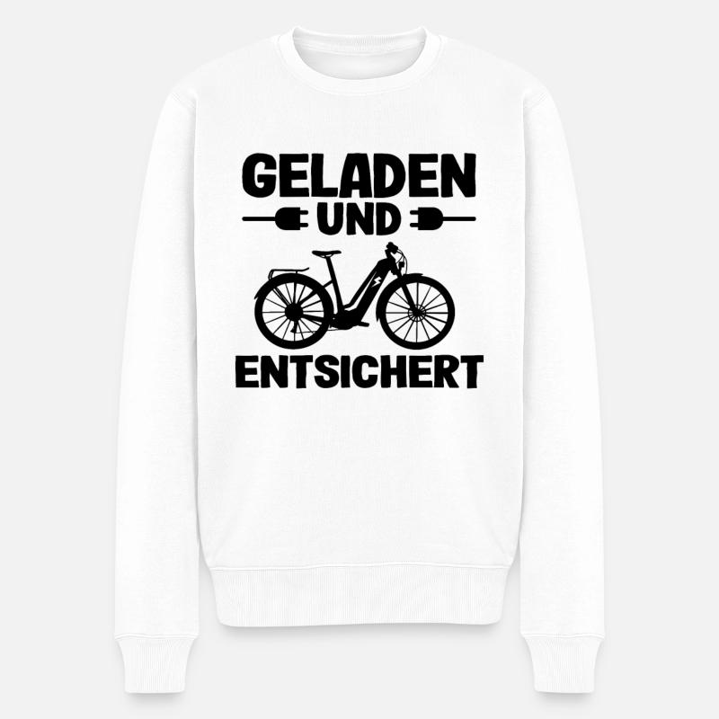 E-Bike Ebike Elektrofahrrad Lustig Spruch Opa Oma - Männer Premium Bio Pullover - Weiß