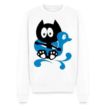 It's bath time! humor cat bathing - Men's Premium Organic Jumper - white - Front - Thijin (182cm)