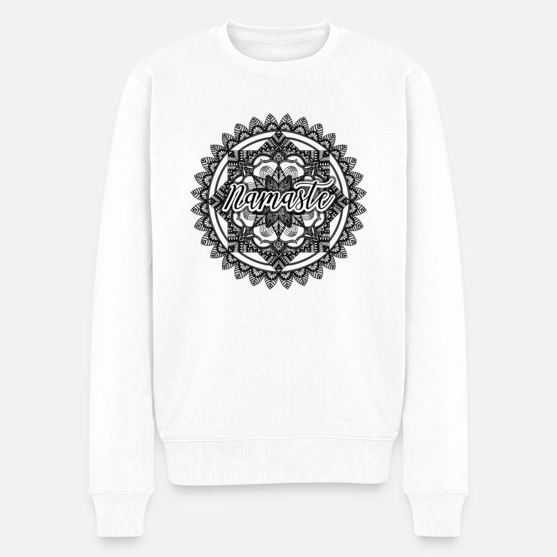 Namaste Mandala - Männer Premium Bio Pullover - Weiß