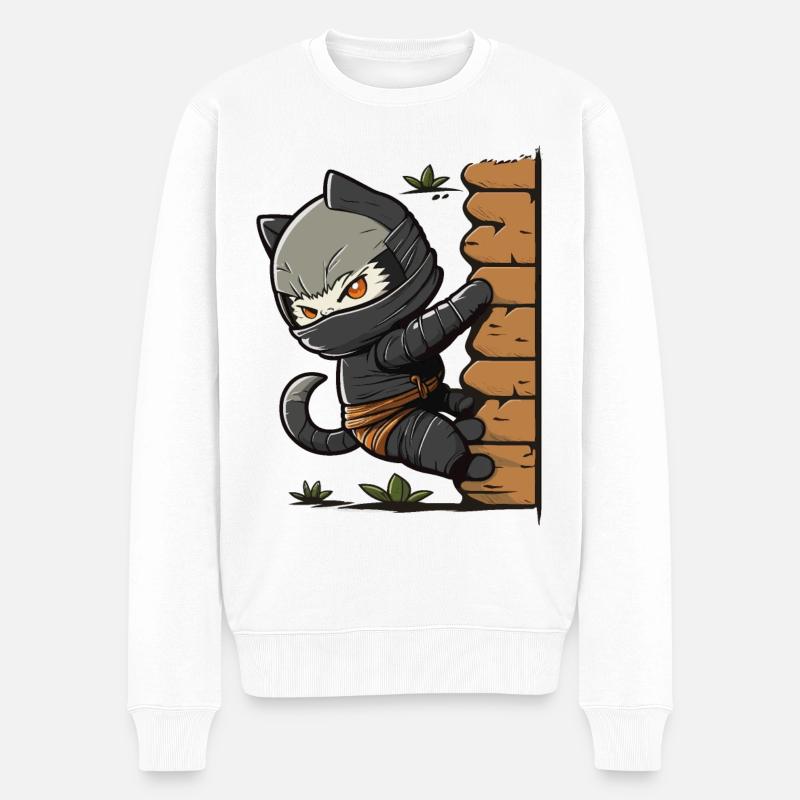 Der katzenartige Rächer - Männer Premium Bio Pullover - Weiß