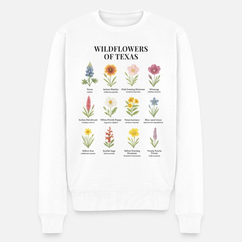 Texanische Wildblumen im Aquarellstil - Männer Premium Bio Pullover - Weiß