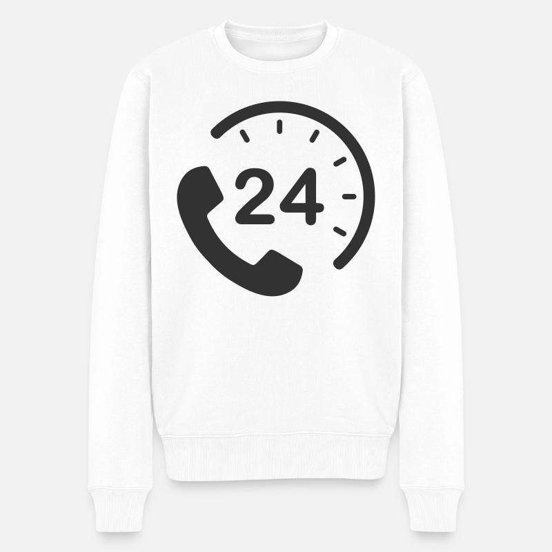 24/7 h Service - Männer Premium Bio Pullover - Weiß