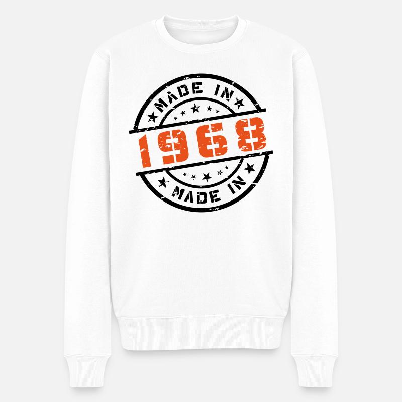 Anniversaire de naissance Born En 1968 - Made in 1968 - Pull Premium bio Homme - blanc
