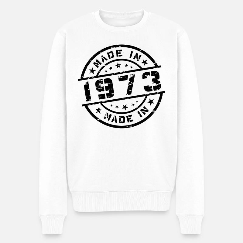 Geburtsjahr Geburtstag Born In - Made in 1973 - Männer Premium Bio Pullover - Weiß