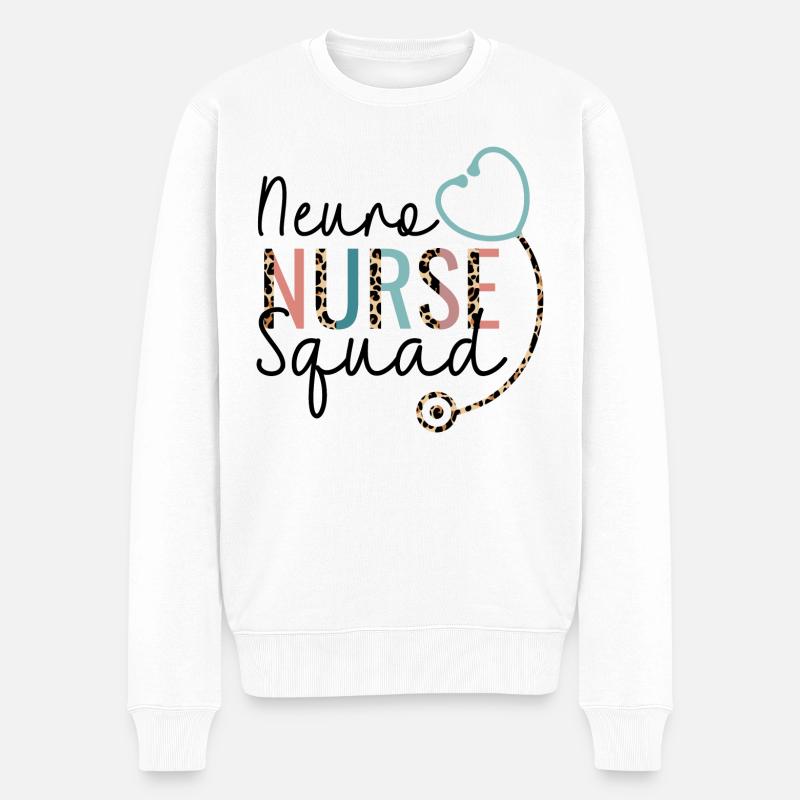 Neuro Infirmière Léopard Stéthoscope Cœur - Pull Premium bio Homme - blanc