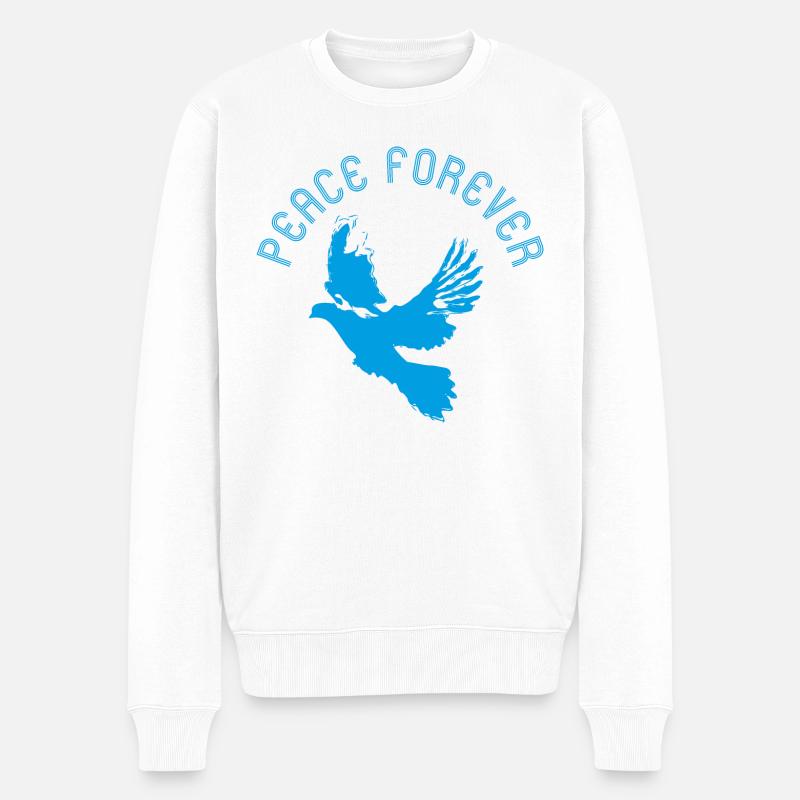 Taube Peace Forever - Männer Premium Bio Pullover - Weiß