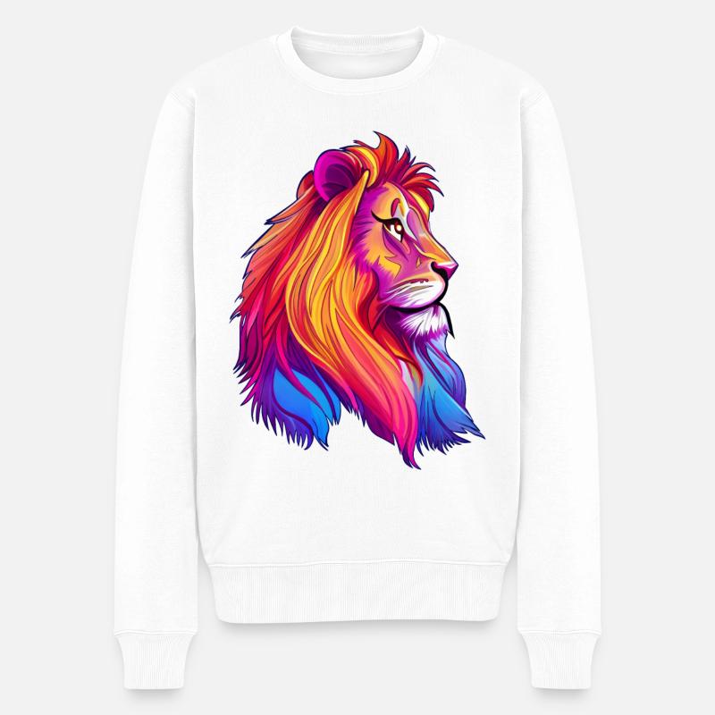 Löwe - Männer Premium Bio Pullover - Weiß