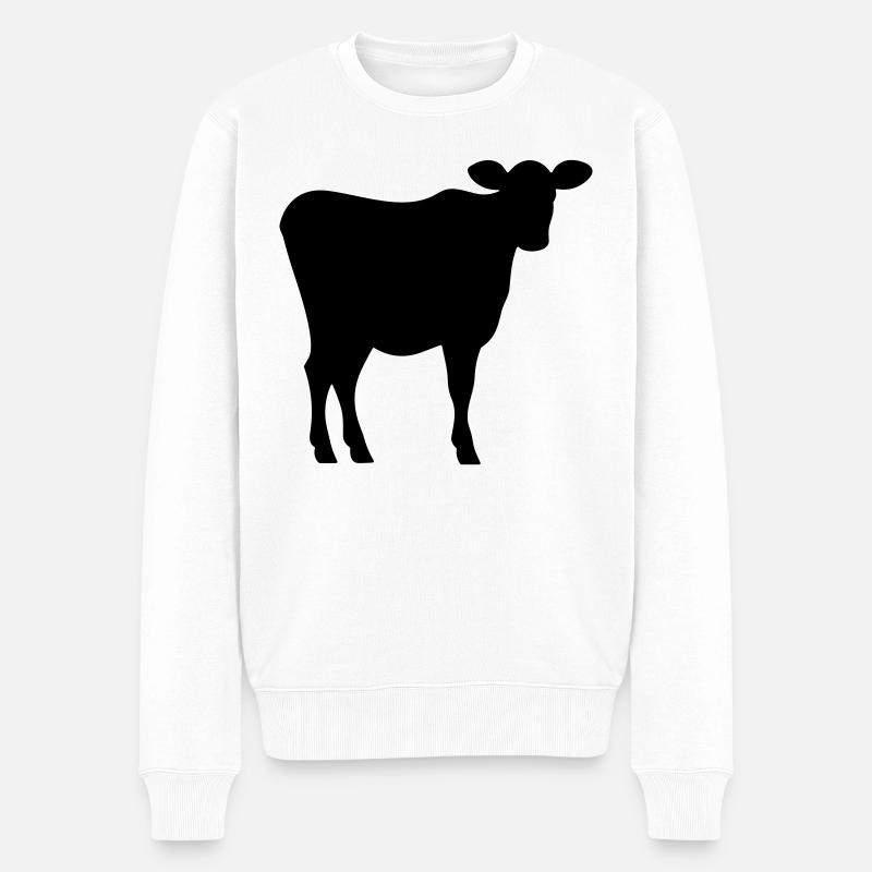 Kuh - Männer Premium Bio Pullover - Weiß