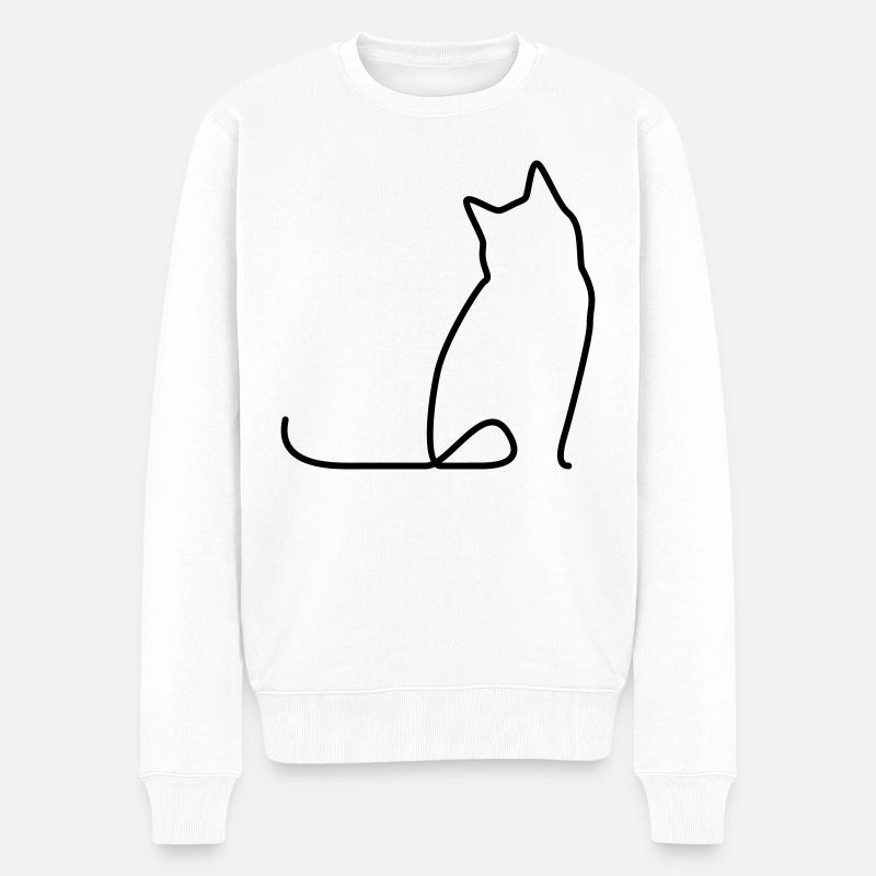 Katze 01 - Männer Premium Bio Pullover - Weiß