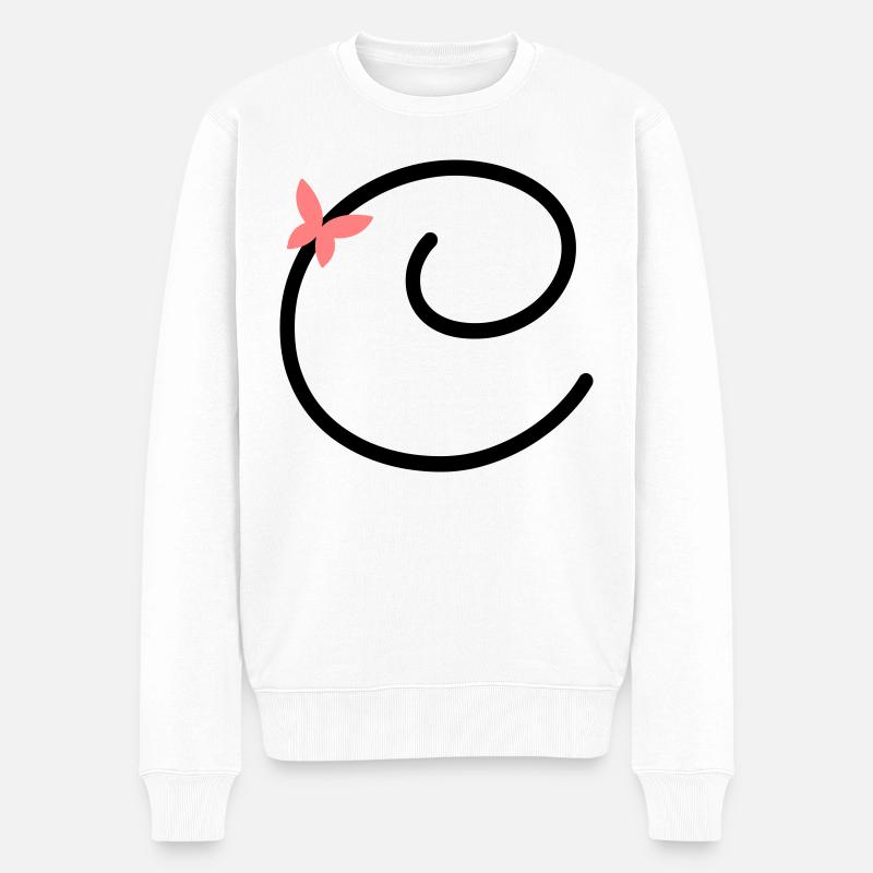 Lettre C Papillon Lettre - Pull Premium bio Homme - blanc