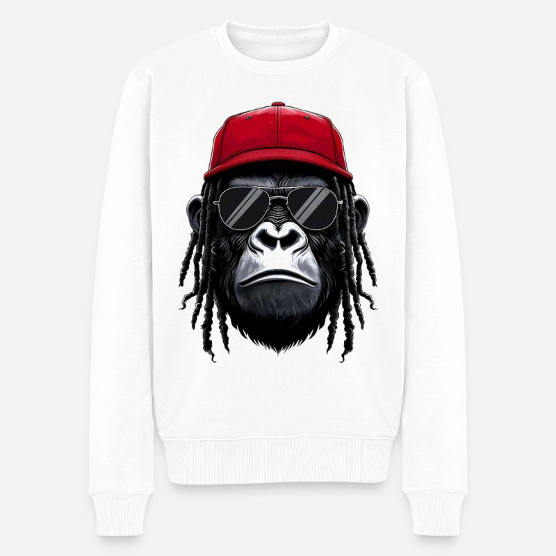 Cool Gorilla Hip Hop Rap Rapper Sonnenbrille - Männer Premium Bio Pullover - Weiß