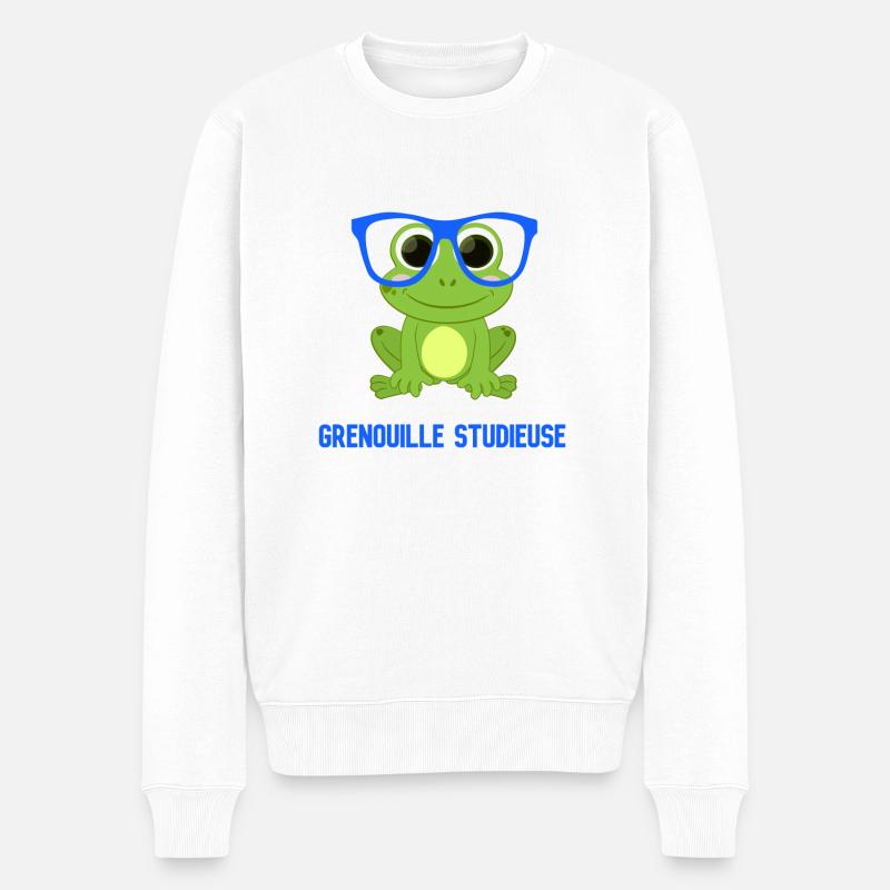 Grenouille studieuse. - Pull Premium bio Homme - blanc