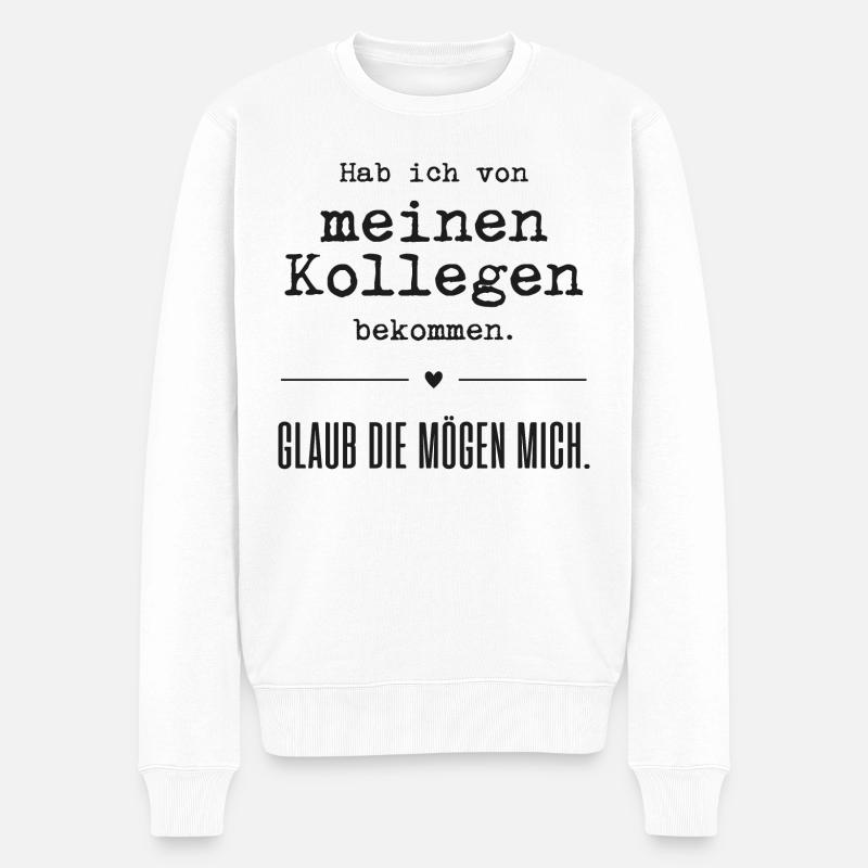 Glaube die mögen mich - Männer Premium Bio Pullover - Weiß
