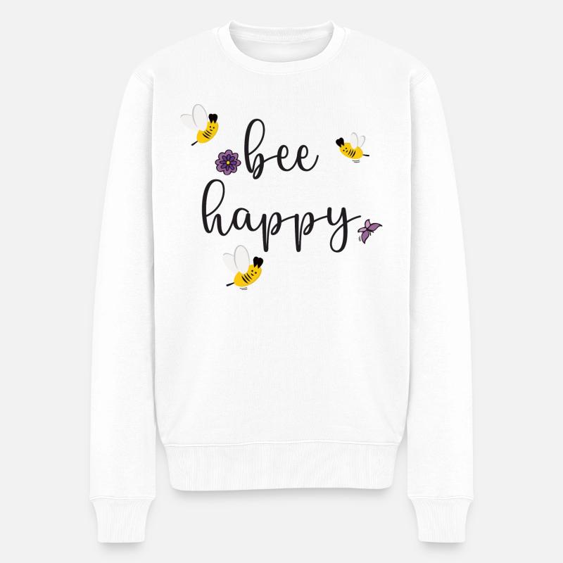 bee happy - Männer Premium Bio Pullover - Weiß