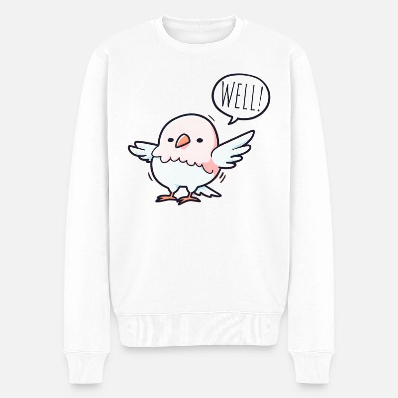 Der gelassene Vogel - Männer Premium Bio Pullover - Weiß
