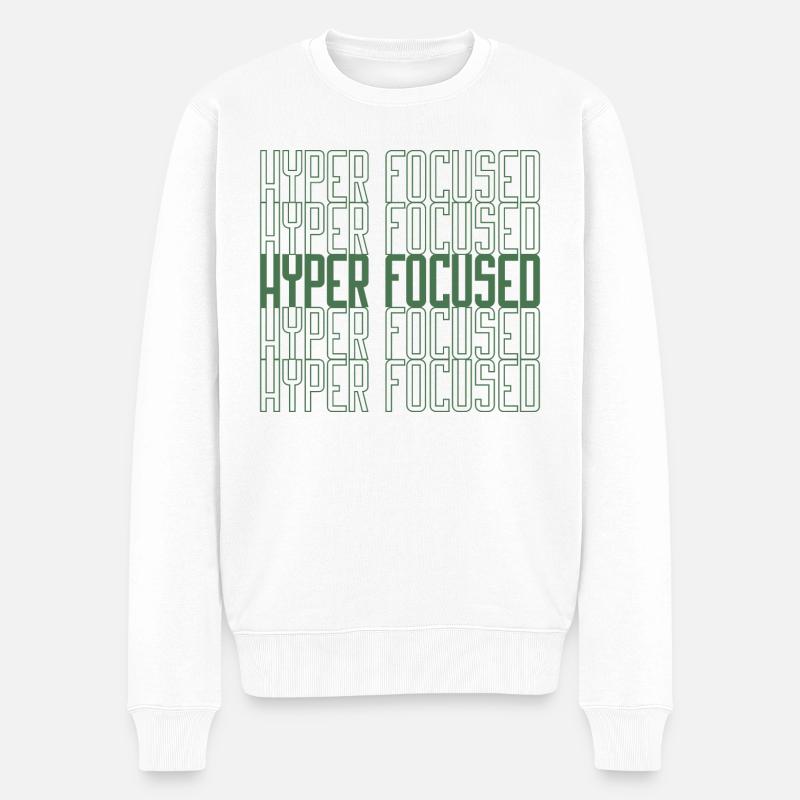 Hyperfocused in green - Männer Premium Bio Pullover - Weiß