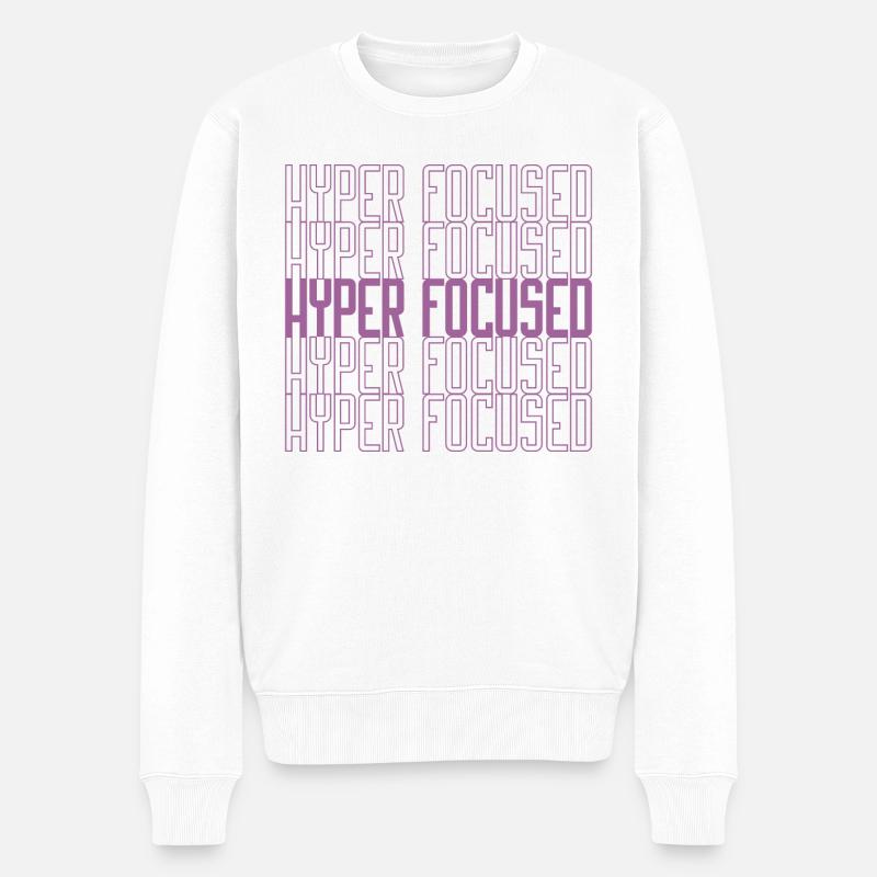 Hyperfocused in pink - Männer Premium Bio Pullover - Weiß