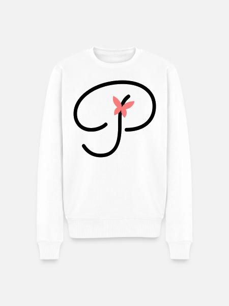 Buchstabe P Schmetterlingsbuchstabe - Männer Premium Bio Pullover - Weiß