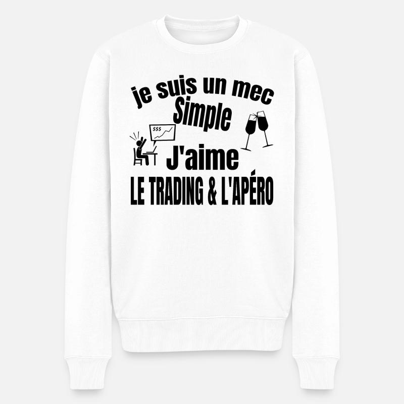 trading et apéro - Pull Premium bio Homme - blanc