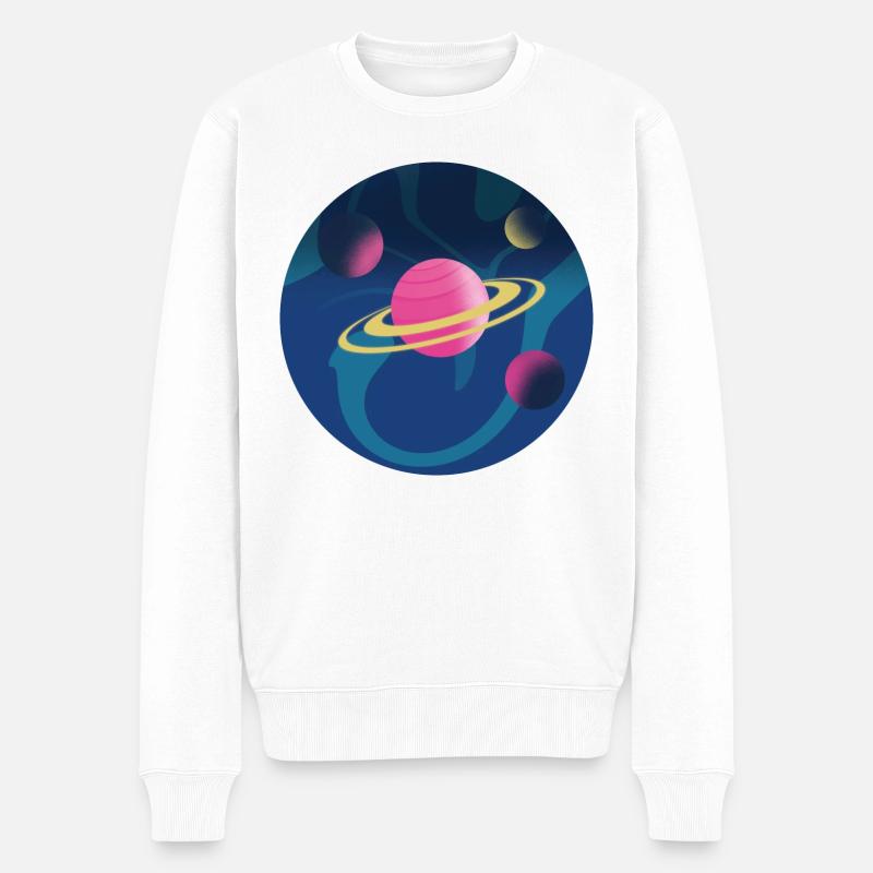 Planètes dans l’espace - Pull Premium bio Homme - blanc