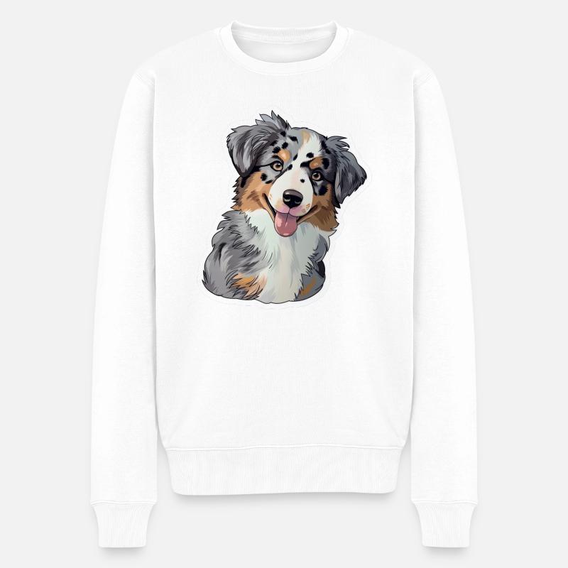 Mignon chiot berger australien - Pull Premium bio Homme - blanc
