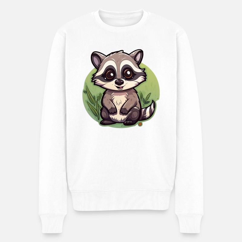 Niedlicher kleiner Waschbär - Männer Premium Bio Pullover - Weiß