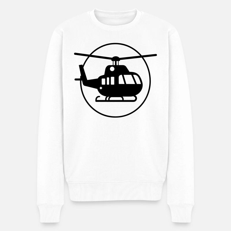 Hubschrauber - Männer Premium Bio Pullover - Weiß