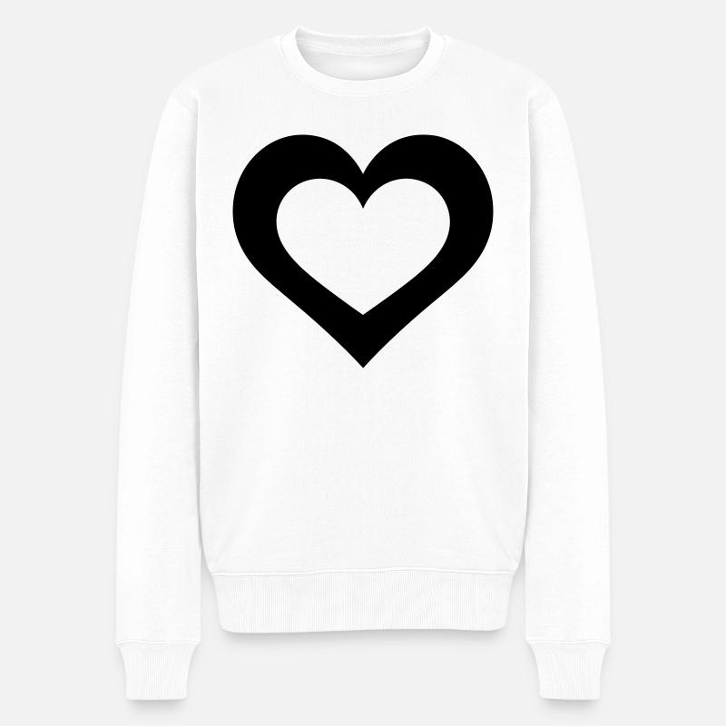 Herz - Männer Premium Bio Pullover - Weiß