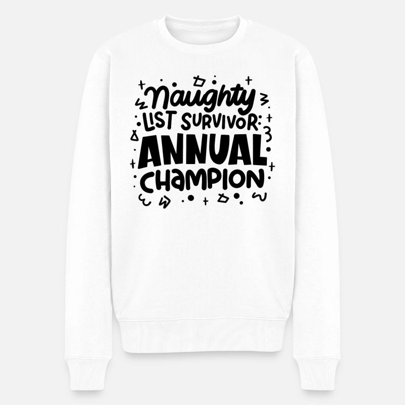 Naughty List Survivor - Drôle de Noël - Pull Premium bio Homme - blanc