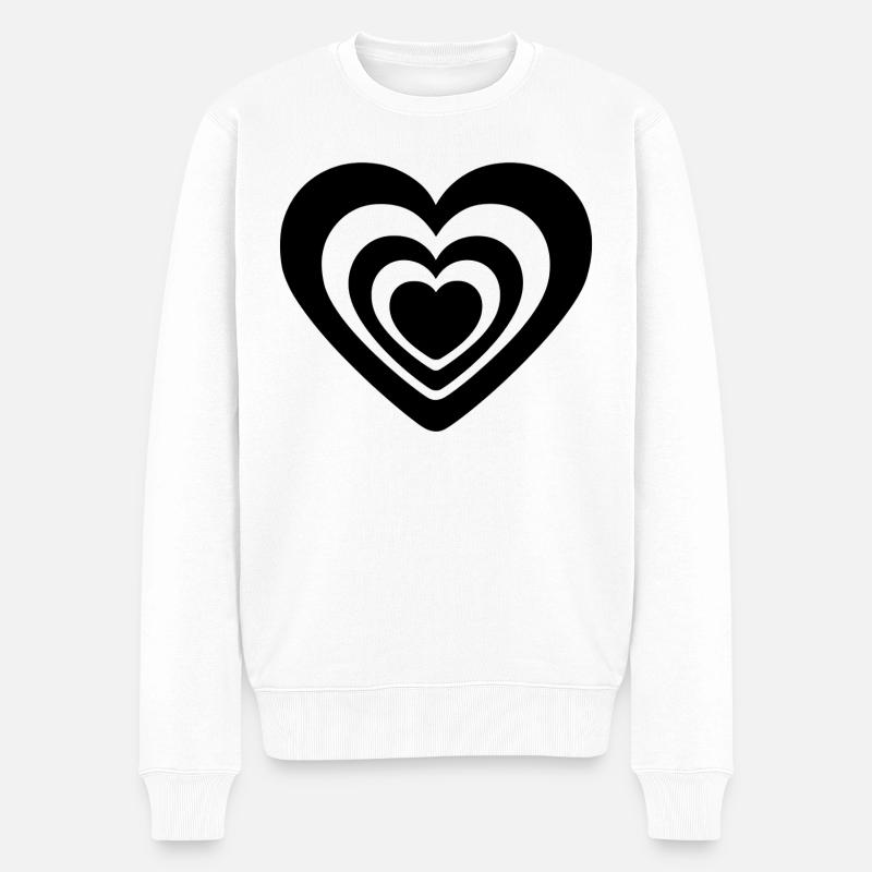 Herz - Männer Premium Bio Pullover - Weiß
